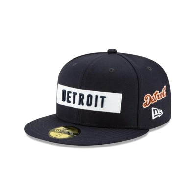 Blue Detroit Tigers Hat - New Era MLB Boxed Wordmark 59FIFTY Fitted Caps USA9378142